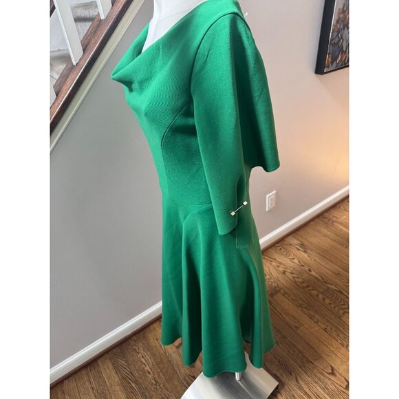 NWT Osman Eliza Asymmetric Crepe Hem Dress in Green Size 8 UK 4 US - Picture 5 of 7